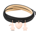 Bracelet Personnalisé Fils & Fille en Cuir Noir