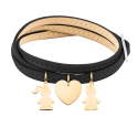 Bracelet Personnalisé Fils & Fille en Cuir Noir