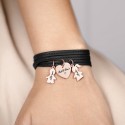 Bracelet Personnalisé Fils & Fille en Cuir Noir
