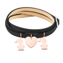 Bracelet Personnalisé Plusieurs Filles en Cuir Noir