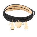 Bracelet Personnalisé Plusieurs Filles en Cuir Noir