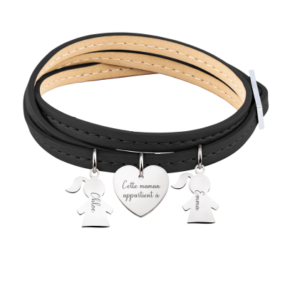 Bracelet Personnalisé Plusieurs Filles en Cuir...