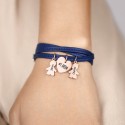 Bracelet Personnalisé Plusieurs Fils en Cuir Bleu