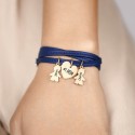 Bracelet Personnalisé Plusieurs Fils en Cuir Bleu