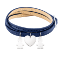 Bracelet Personnalisé Plusieurs Fils en Cuir Bleu