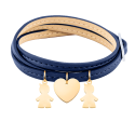 Bracelet Personnalisé Plusieurs Fils en Cuir Bleu