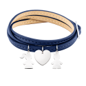 Bracelet Personnalisé Fils & Fille en Cuir Bleu