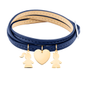 Bracelet Personnalisé Fils & Fille en Cuir Bleu