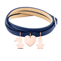 Bracelet Personnalisé Fils & Fille en Cuir Bleu