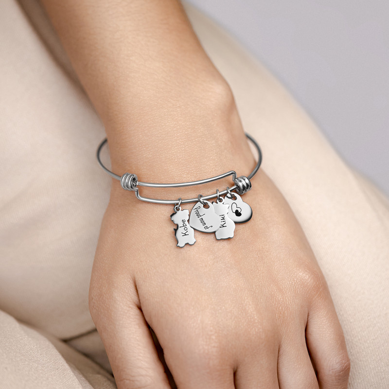 Bracelet Jonc Personnalisé Chat et Chien Amour
