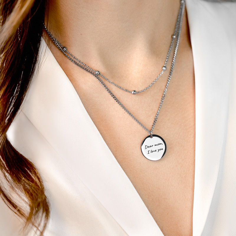 Collier Personnalisé Cercle avec Chaîne Double Collier Personnalisé Cercle avec Chaîne Double
