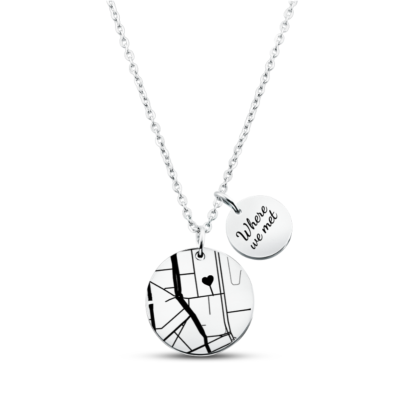 Collier Carte Géographique - Ajoutez votre Lieu Spécial