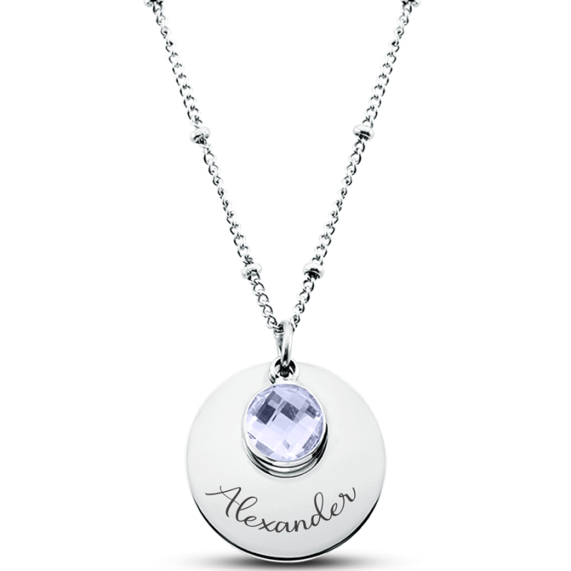 Collier Personnalisé Cercle & Pierre Porte-Bonheur
