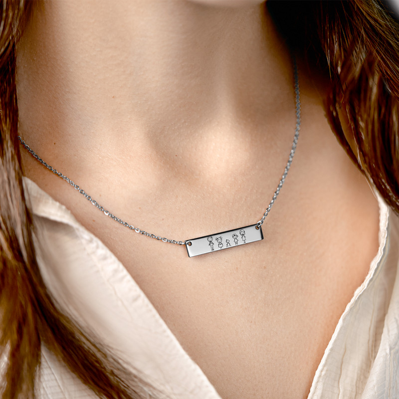 Collier Personnalisé Plaque Famille