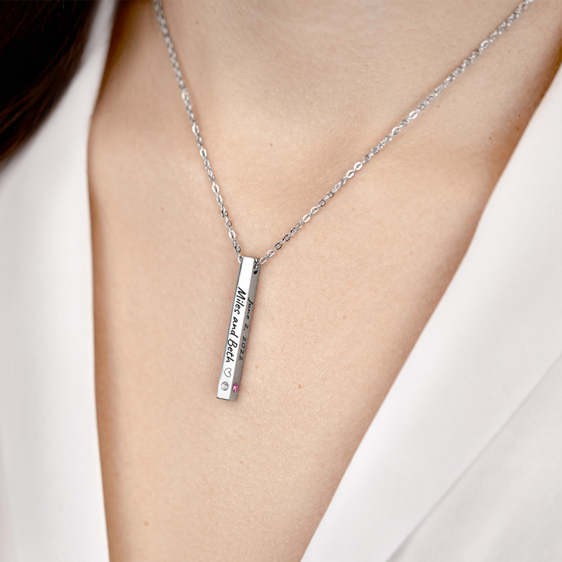 Collier Personnalisé 4 Faces avec 2 Pierres Porte-Bonheur Collier Personnalisé 4 Faces avec 2 Pierres Porte-Bonheur