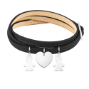 Bracelet Personnalisé Plusieurs Fils en Cuir Noir