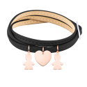 Bracelet Personnalisé Plusieurs Fils en Cuir Noir