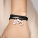 Bracelet Personnalisé Plusieurs Fils en Cuir Noir
