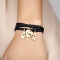 Bracelet Personnalisé Plusieurs Fils en Cuir Noir